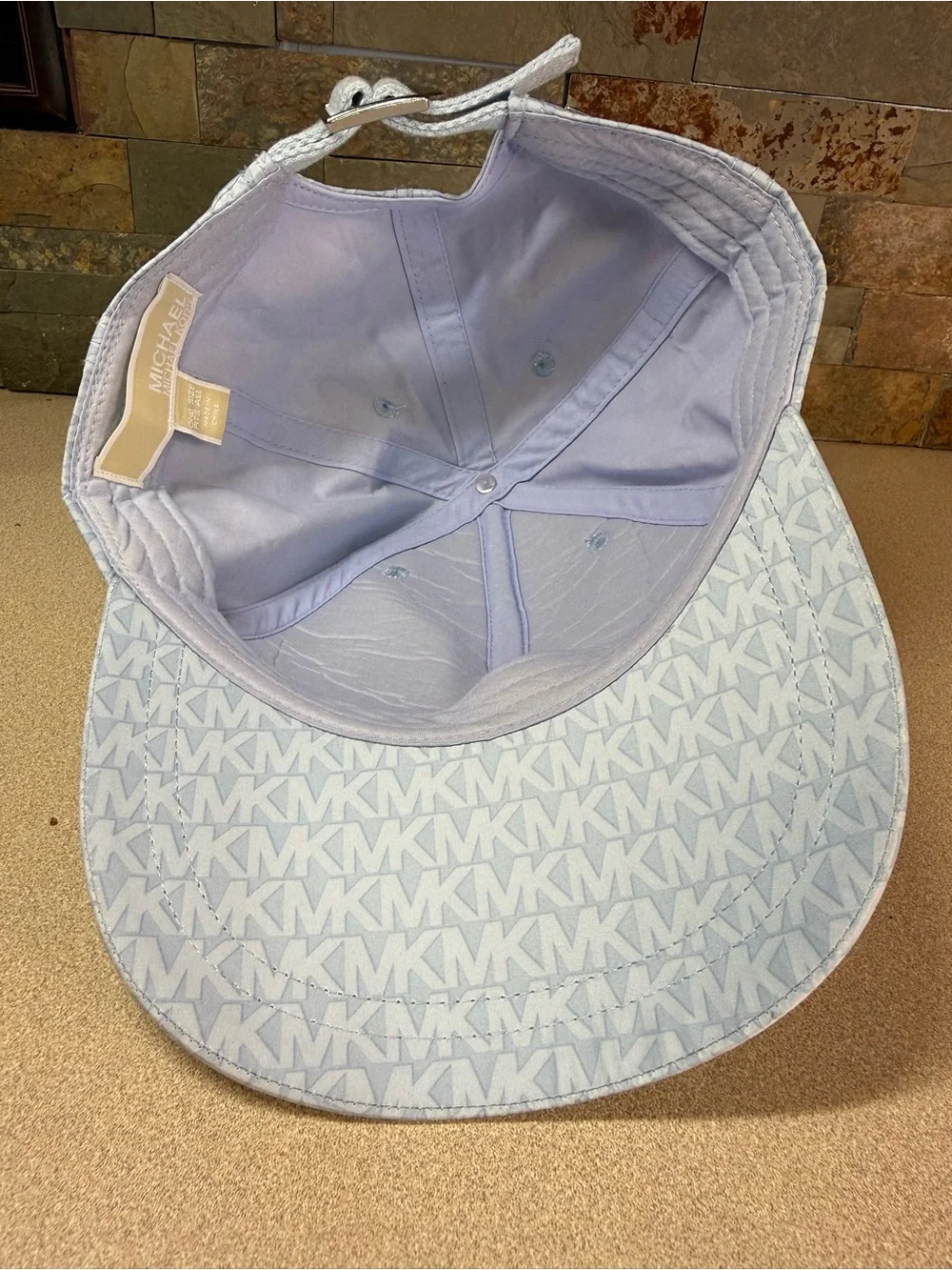 Michael Kors White All-Over MK Monogram Baseball Cap